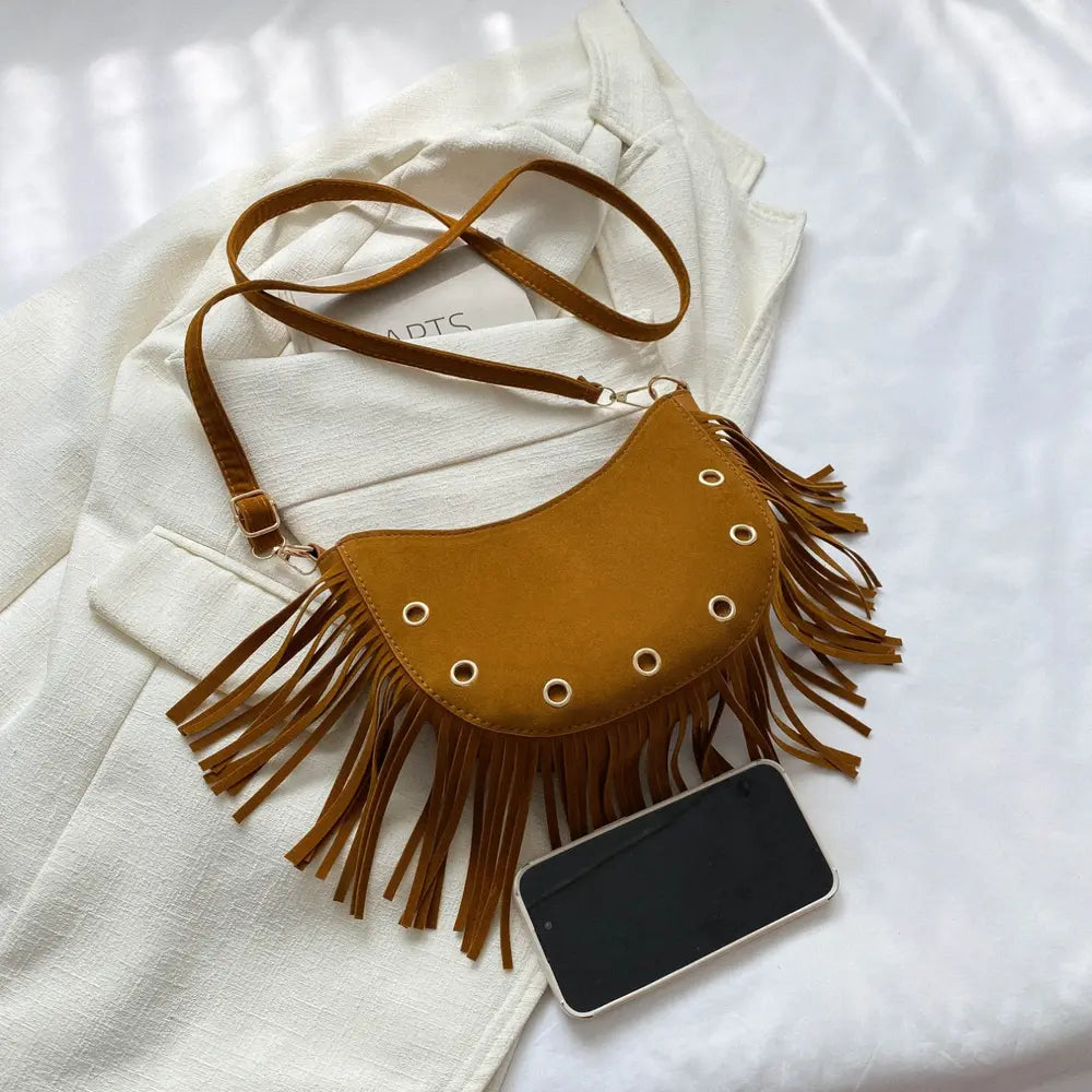Fringe Detail Crossbody Bag - Premium Handbags from Trendsi - Just $19.99! Shop now at Handbags Specialist Headquarter