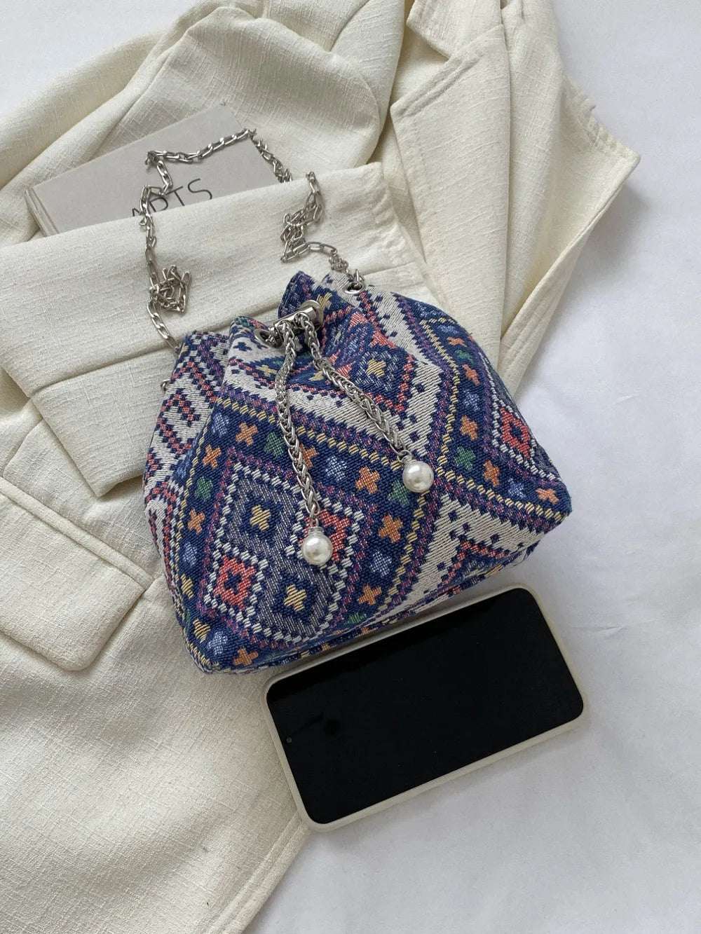 Printed Chain Bucket Bag - Premium Crossbody Bag from Trendsi - Just $19.99! Shop now at Handbags Specialist Headquarter