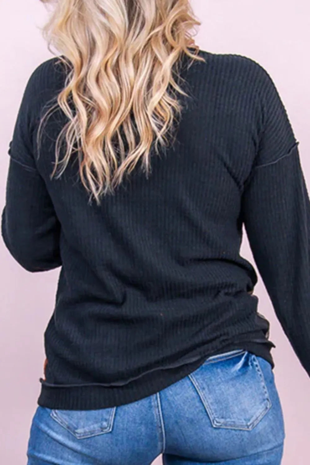 Plus Size Waffle-Knit Leopard Round Neck Blouse - Premium Plus Size Shirts from Trendsi - Just $28! Shop now at Handbags Specialist Headquarter