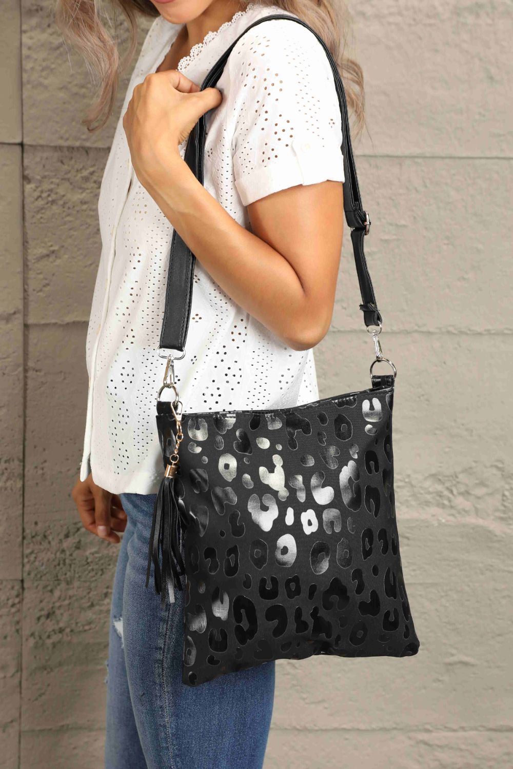 Adored PU Leather Shoulder Bag with Tassel - Premium handbags from Trendsi - Just $32.99! Shop now at Handbags Specialist Headquarter