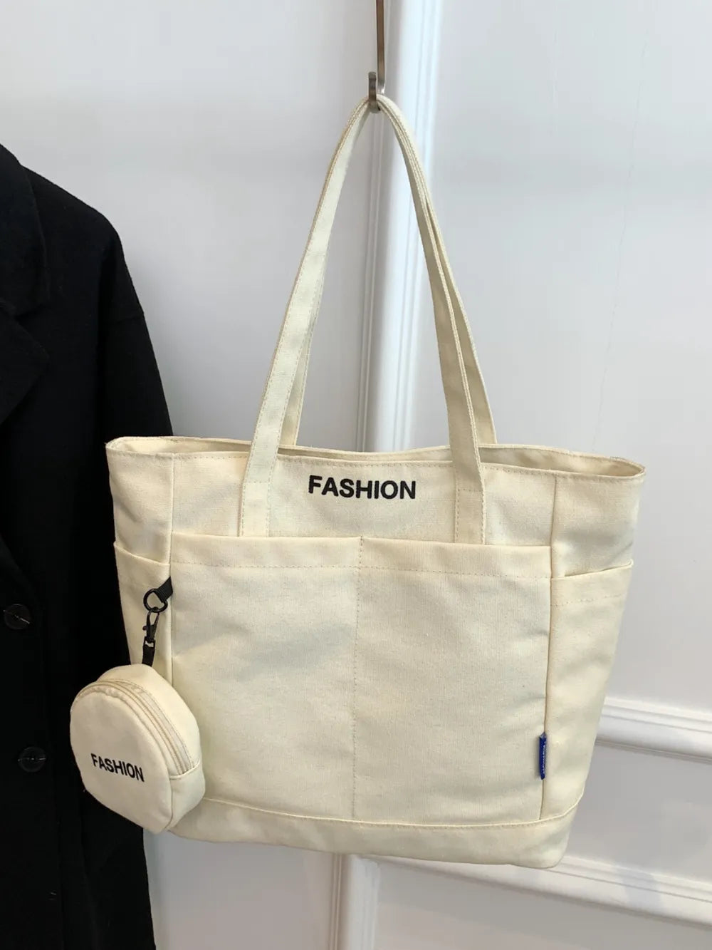 Canvas Tote Bag with Pouch - Premium Tote Bag from Trendsi - Just $39.99! Shop now at Handbags Specialist Headquarter