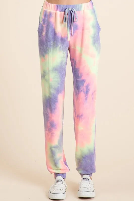 BiBi Tie Dye French Terry Top and Bottom Set - Premium from Trendsi - Just $28.99! Shop now at Handbags Specialist Headquarter