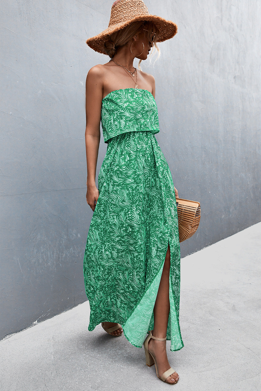 Strapless Split Maxi Dress - Premium Maxi Dress from Trendsi - Just $31.99! Shop now at Handbags Specialist Headquarter
