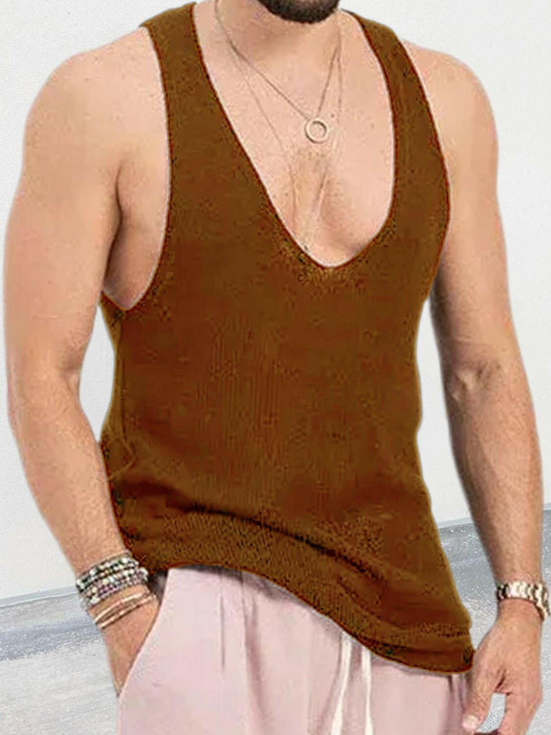 Men's Scoop Neck Knit Tank.