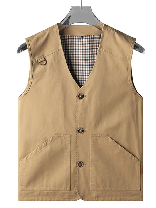 Men's Plus Size Button Up Vest - Premium Men's Zip Up Vest from Trendsi - Just $78.06! Shop now at Handbags Specialist Headquarter