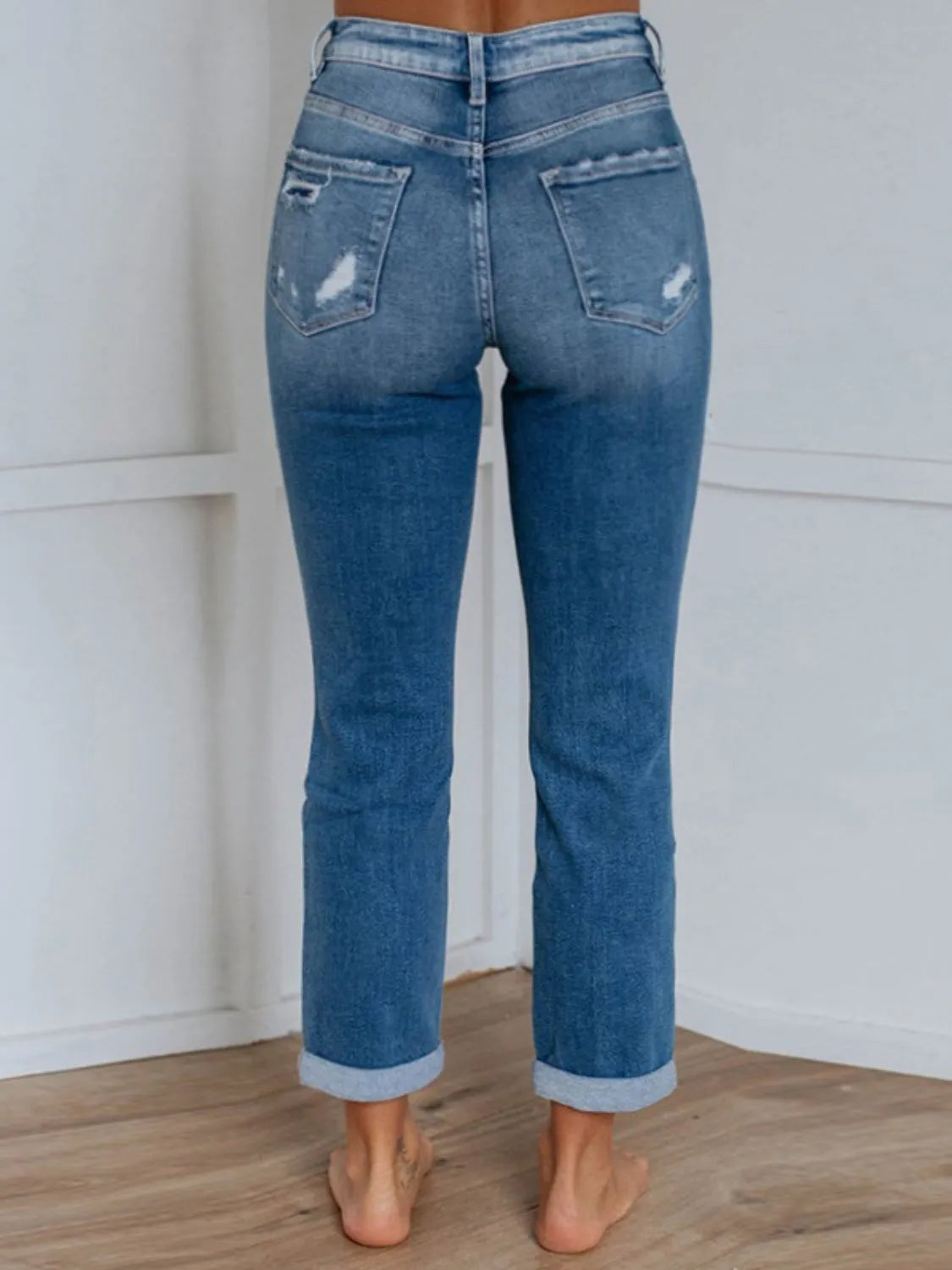 Distressed Jeans with Pockets - Premium Women / Jeans & Denim from Trendsi - Just $31.24! Shop now at Handbags Specialist Headquarter
