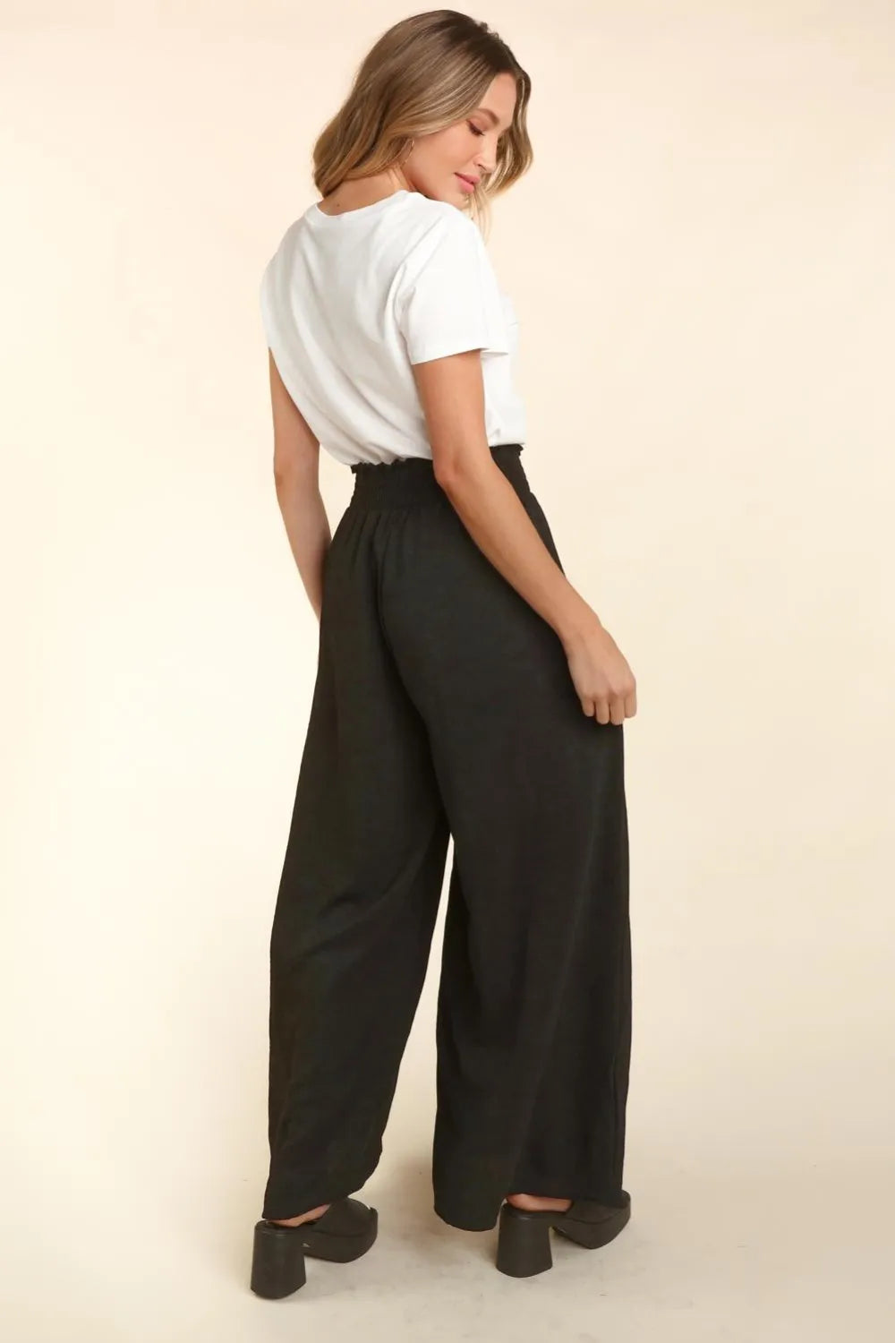 Haptics Elastic Waist Wide Leg Pants with Pockets - Premium Bottoms from Trendsi - Just $44.68! Shop now at Handbags Specialist Headquarter