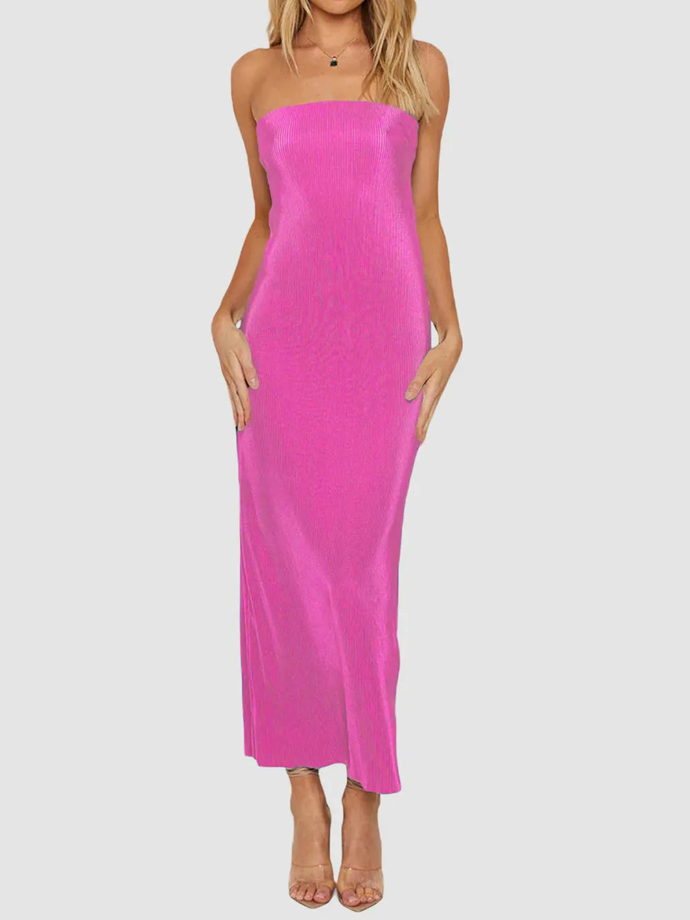 Lace-Up Back Tube Maxi Dress - Premium Maxi Dress from Trendsi - Just $29.99! Shop now at Handbags Specialist Headquarter