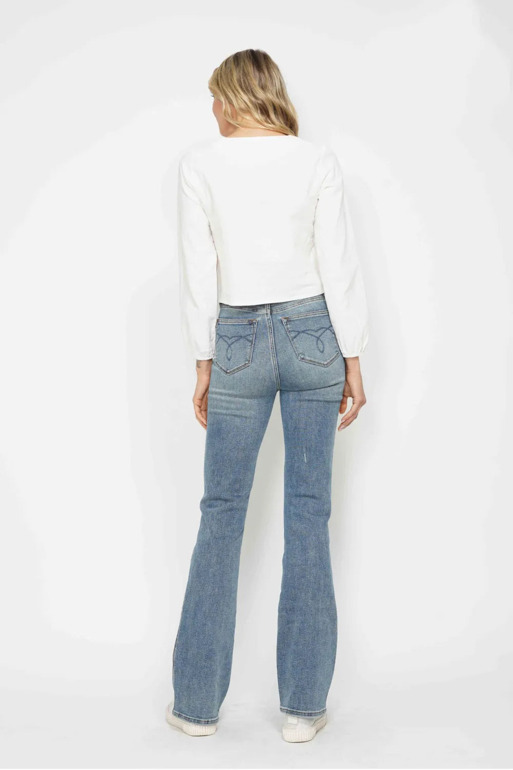 Judy Blue Full Size Tummy Control Back Embroidered Pocketed Bootcut Jeans Plus Size - Premium Women / Jeans & Denim from Trendsi - Just $57.99! Shop now at Handbags Specialist Headquarter