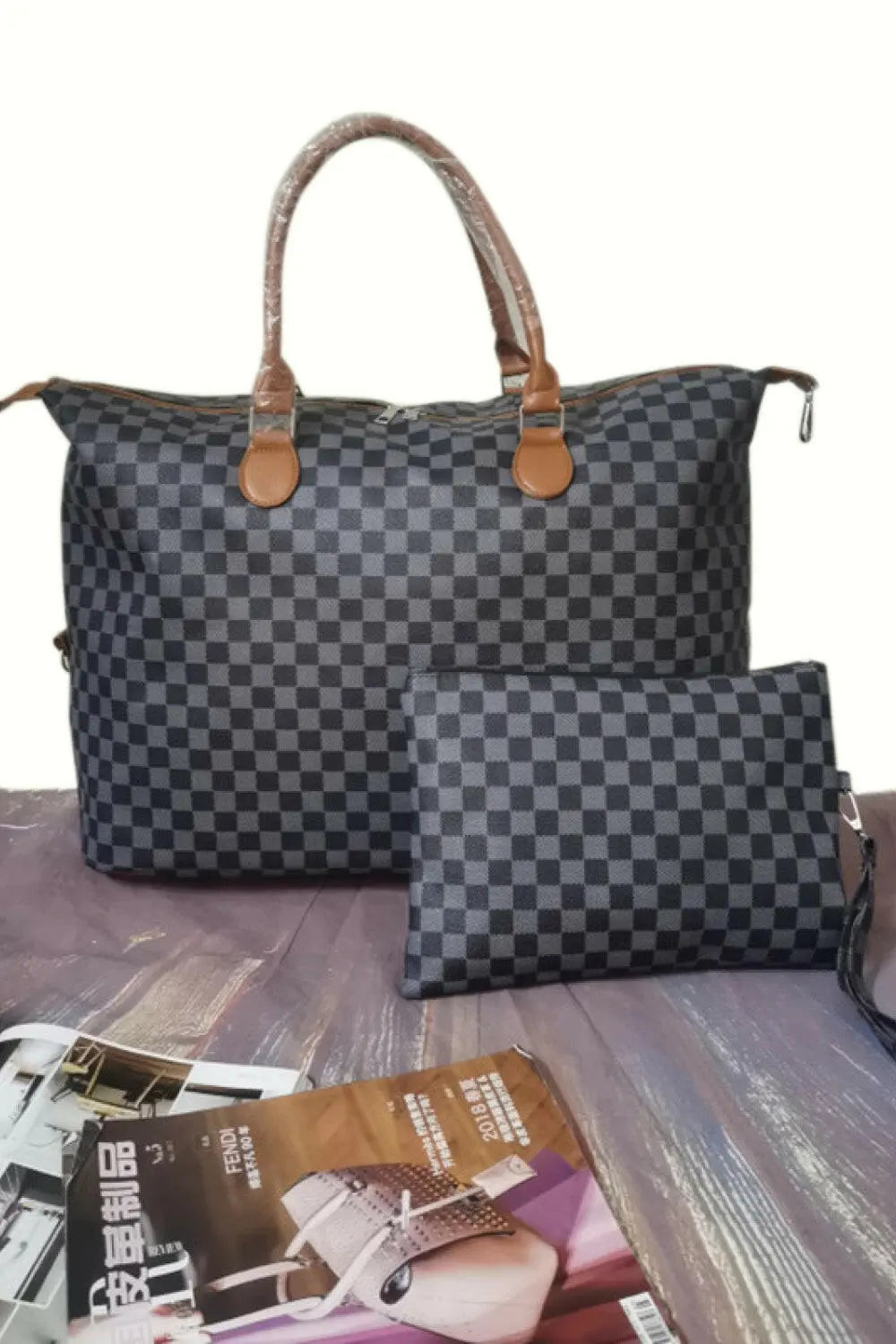 Checkered Two-Piece Bag Set.