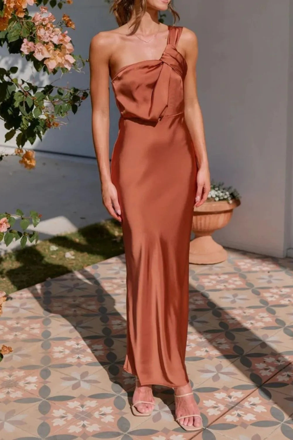 One Shoulder Sleeveless Maxi Dress - Premium Maxi Dress from Trendsi - Just $29.99! Shop now at Handbags Specialist Headquarter
