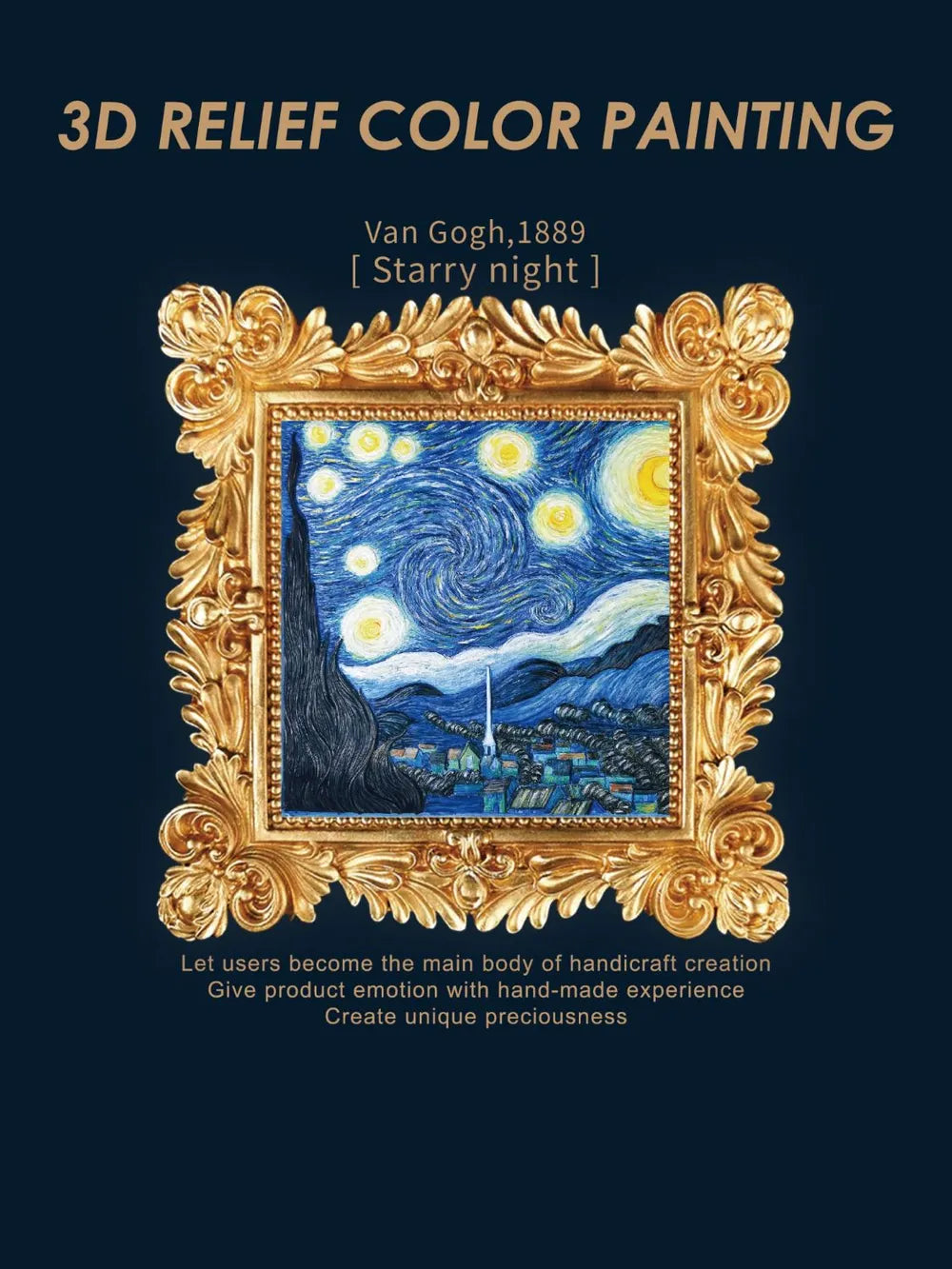 Relief Van Gogh's Starry Night DIY 3D Oil Painting Kit - Premium Sleepwear from Trendsi - Just $34.99! Shop now at Handbags Specialist Headquarter