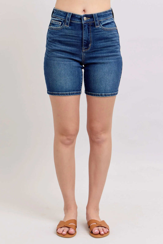 Judy Blue Full Size High Waist Bermudas Jeans W/ Back Flap Pockets Plus Size - Premium Women / Jeans & Denim from Trendsi - Just $50.99! Shop now at Handbags Specialist Headquarter