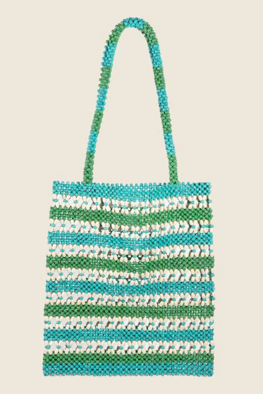 Fame Contrast Wooden Beaded Tote Bag - Premium Tote Bag from Trendsi - Just $38.99! Shop now at Handbags Specialist Headquarter