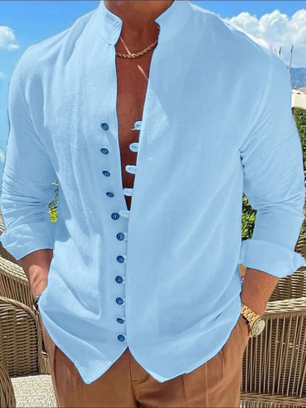 Men's Full Size Button Front Long Sleeve Shirt Plus Size - Premium Men's Shirt's from Trendsi - Just $26.08! Shop now at Handbags Specialist Headquarter