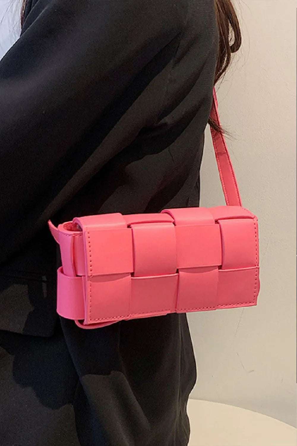 Zenana Vegan Leather Woven Crossbody Bag - Premium Crossbody Bag from Trendsi - Just $31.99! Shop now at Handbags Specialist Headquarter