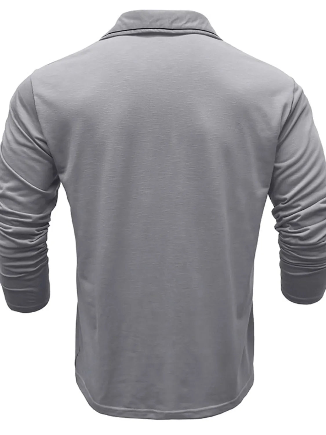 Men's Button Detail Long Sleeve Polo - Premium Men's Polo shirt from Trendsi - Just $38.99! Shop now at Handbags Specialist Headquarter