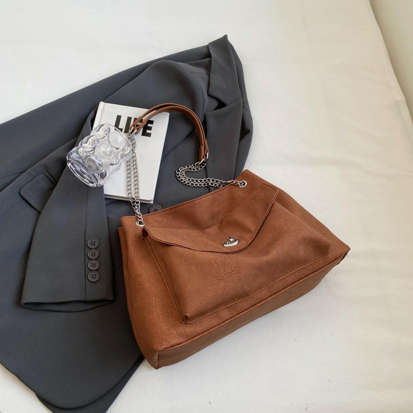 PU Leather Shoulder Bag.