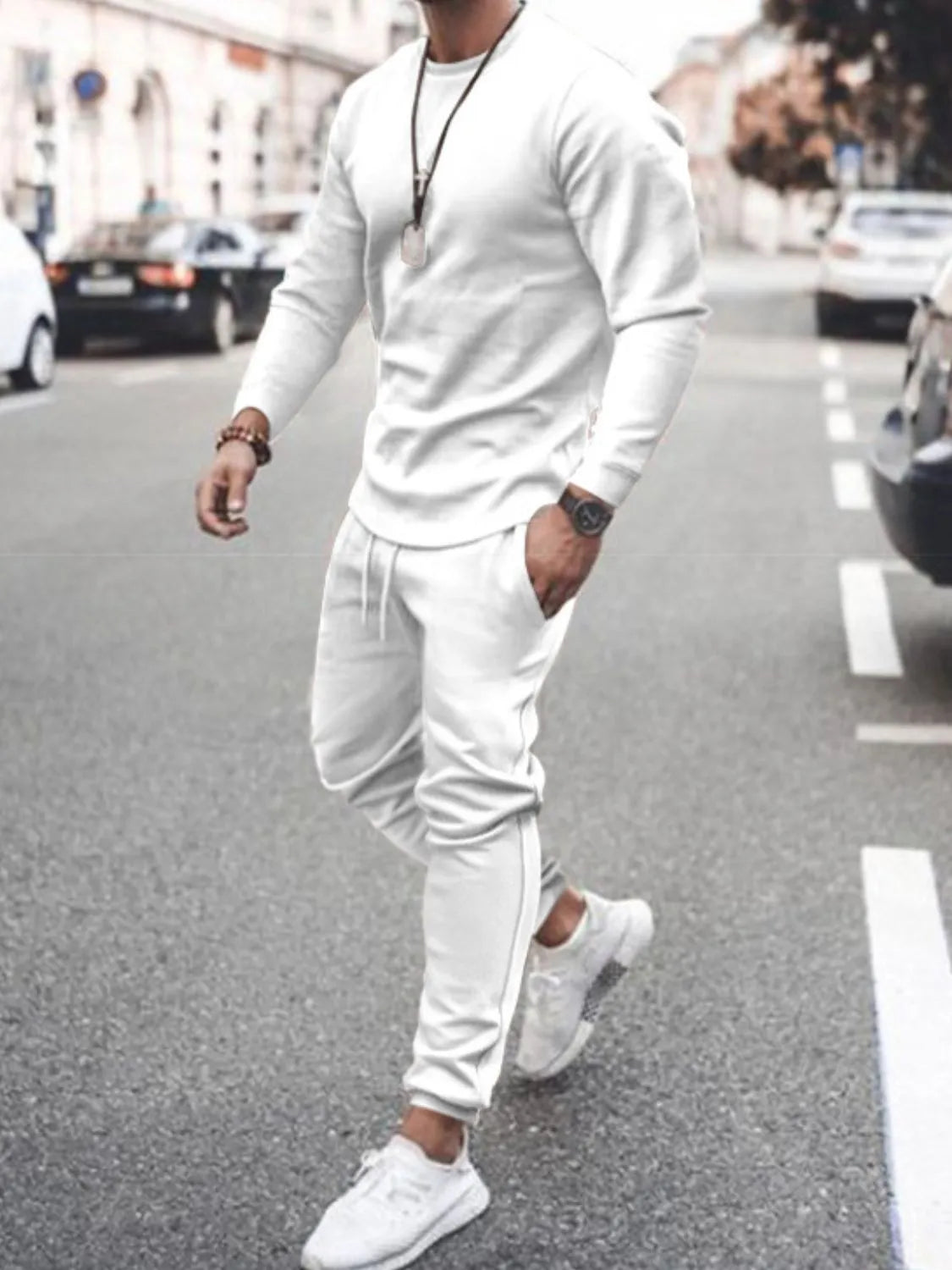 Men's Full Size Round Neck Long Sleeve Top and Pants Set Plus Size - Premium Men's Pants Set from Trendsi - Just $34.54! Shop now at Handbags Specialist Headquarter