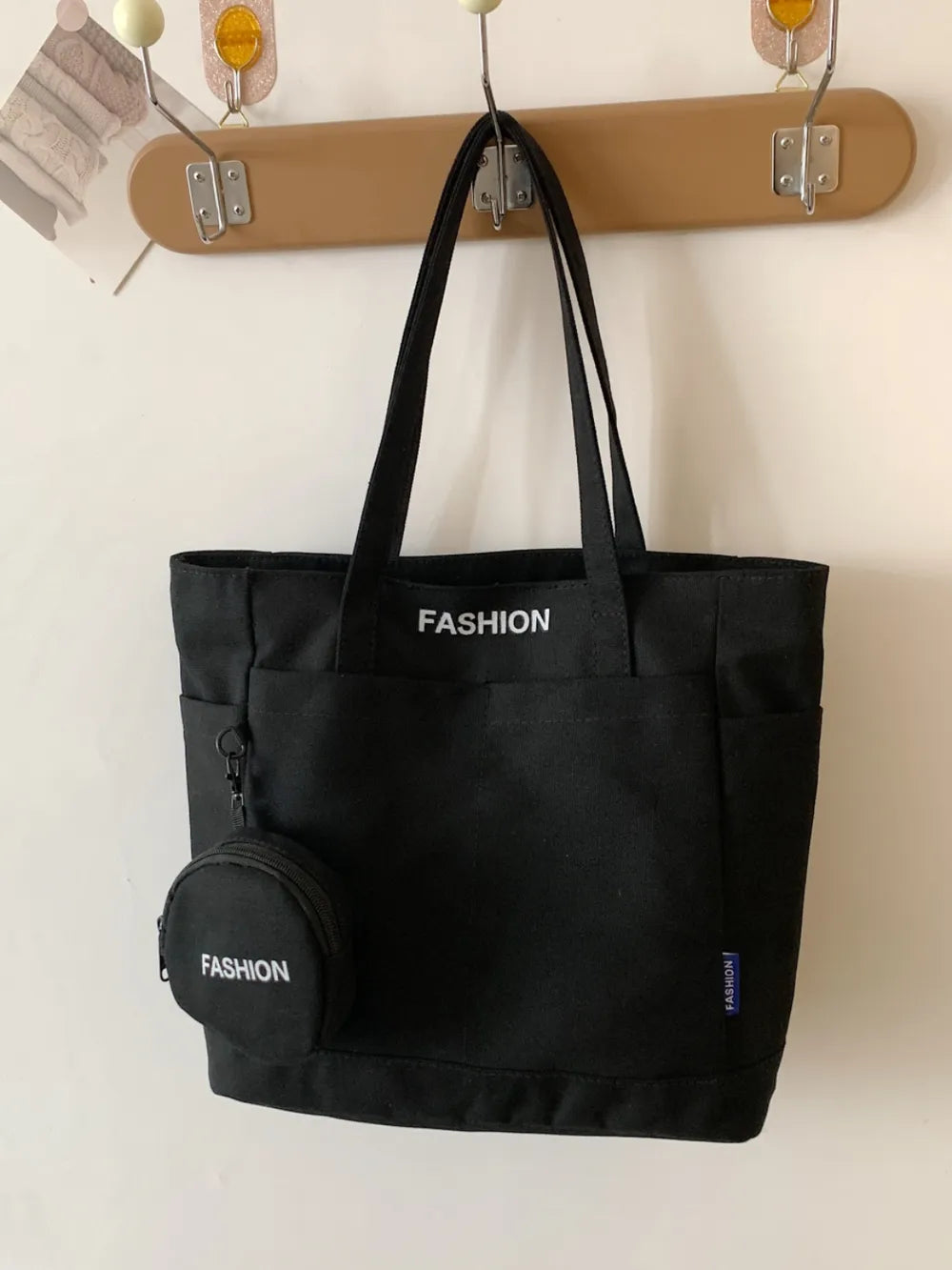 Canvas Tote Bag with Pouch - Premium Tote Bag from Trendsi - Just $39.99! Shop now at Handbags Specialist Headquarter