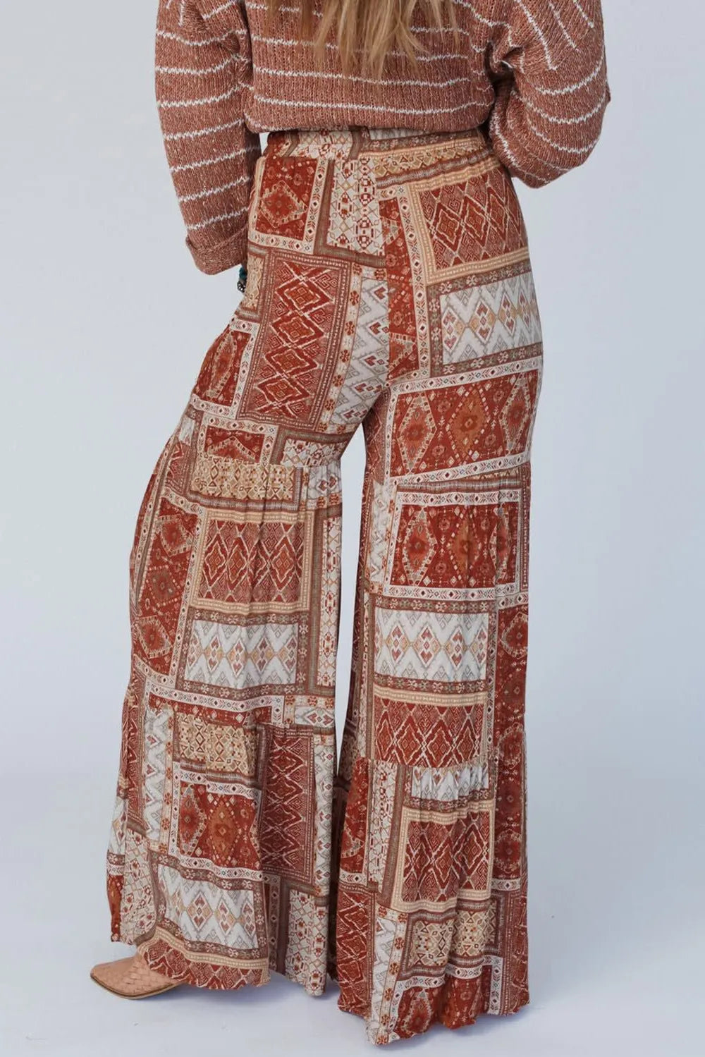 Geometric High Waist Wide Leg Pants - Premium Women Pants from Trendsi - Just $37.99! Shop now at Handbags Specialist Headquarter