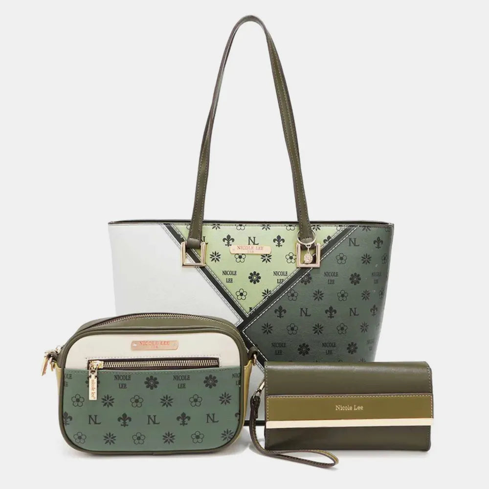 Nicole Lee USA 3-Piece Color Block Handbag Set - Premium handbags from Trendsi - Just $50.99! Shop now at Handbags Specialist Headquarter
