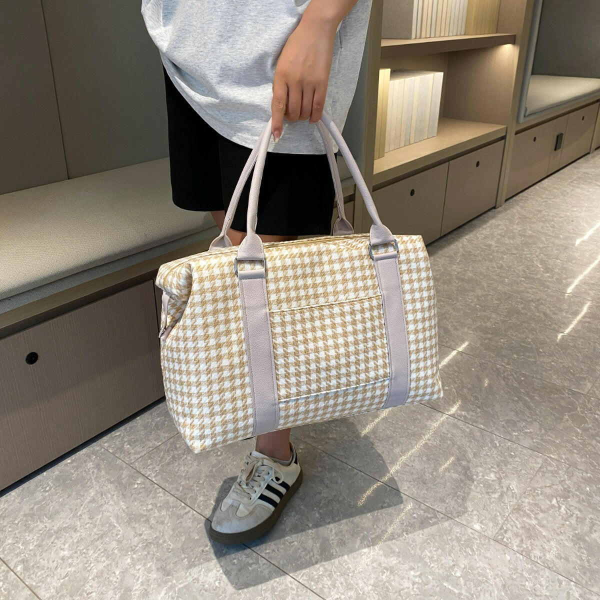 Houndstooth Canvas Travel Bag.