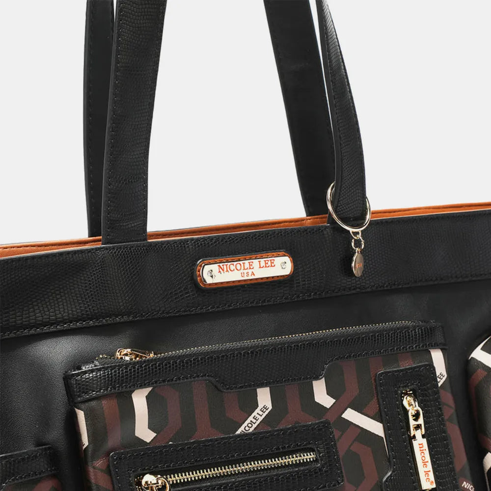 Nicole Lee USA Geometric Pattern Large Handbag - Premium Tote Bag from Trendsi - Just $68.99! Shop now at Handbags Specialist Headquarter