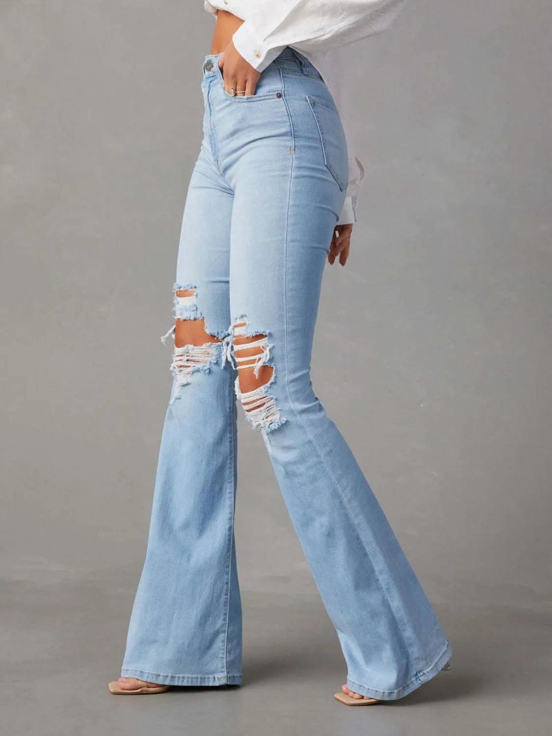 Distressed Jeans with Pockets - Premium Women / Jeans & Denim from Trendsi - Just $33.62! Shop now at Handbags Specialist Headquarter
