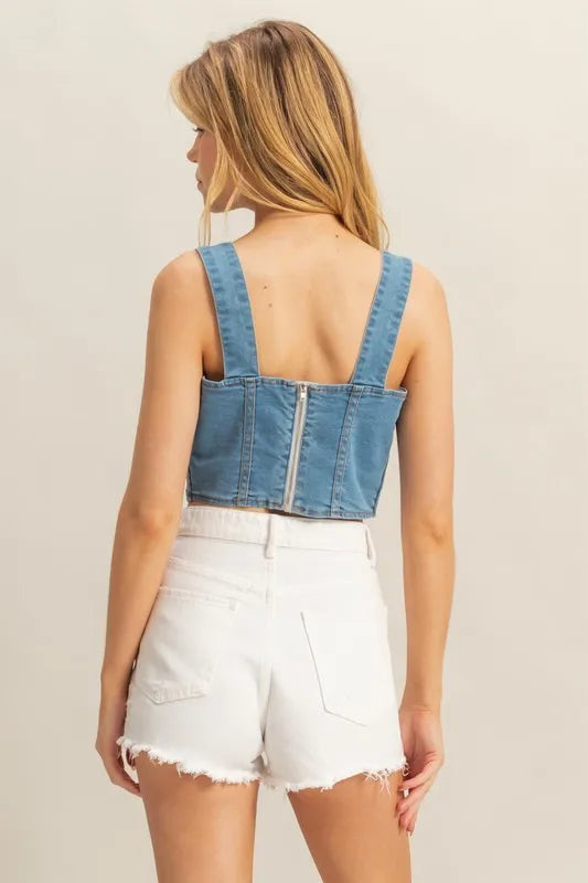 HYFVE Washed Sweetheart Neck Wide Strap Denim Tank - Premium Women / Jeans & Denim from Trendsi - Just $32.06! Shop now at Handbags Specialist Headquarter