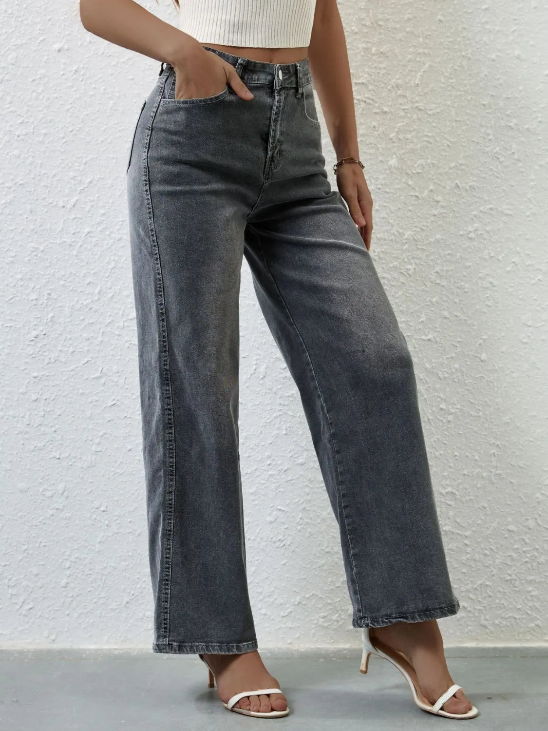 High Rise Wide Leg Jeans - Premium Women / Jeans & Denim from Trendsi - Just $35.86! Shop now at Handbags Specialist Headquarter