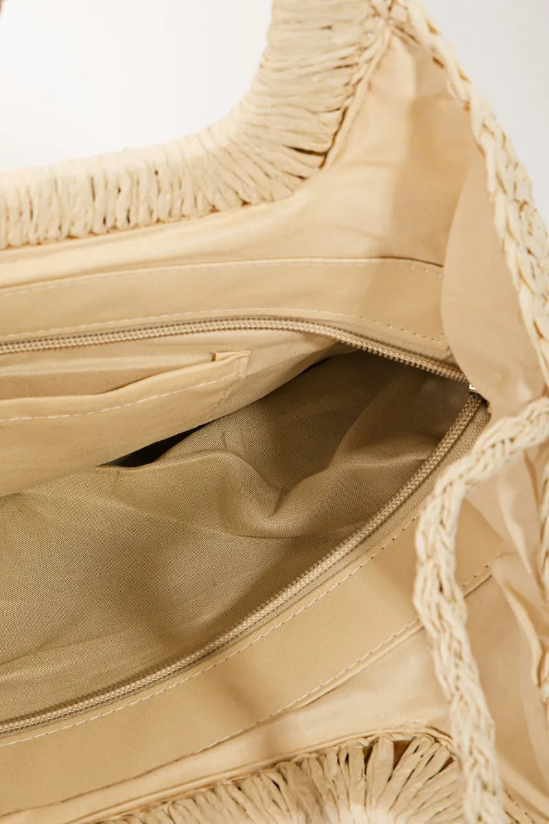 Fame Color Block Double-Use Braided Tote Bag - Premium Tote Bag from Trendsi - Just $39.99! Shop now at Handbags Specialist Headquarter
