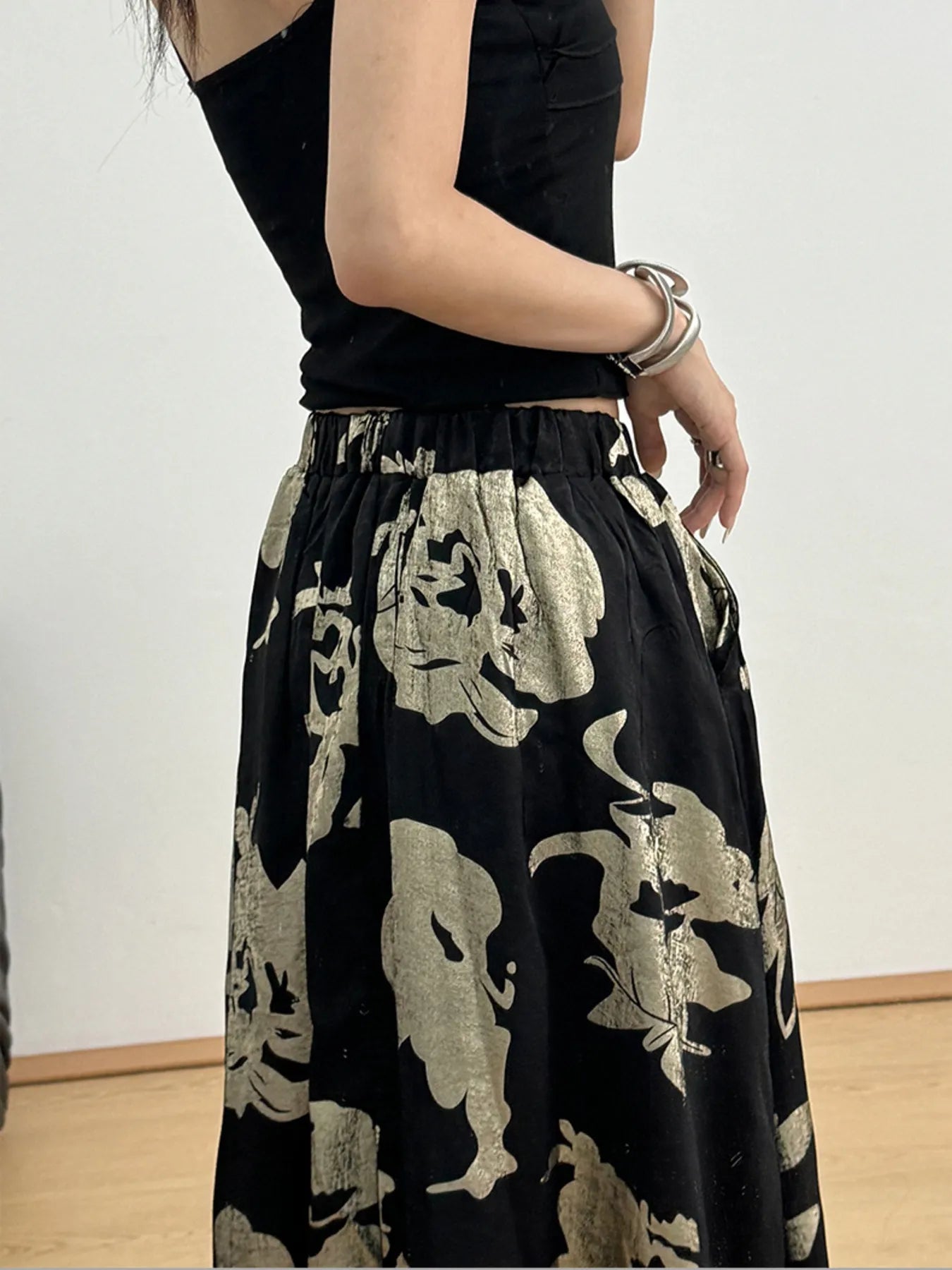 Printed Wide Leg Skirt - Premium Skirts from Trendsi - Just $54.99! Shop now at Handbags Specialist Headquarter