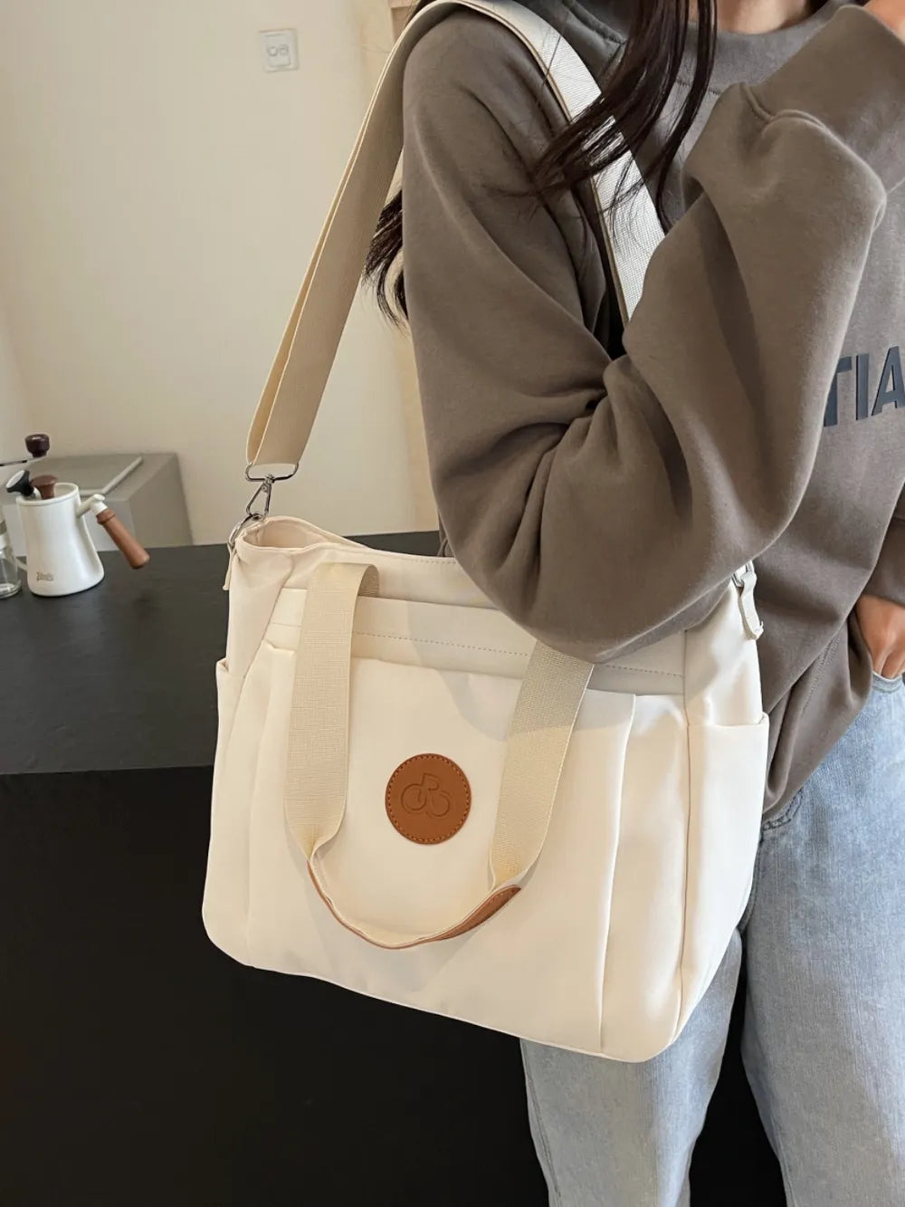 Nylon Solid Color Tote Bag - Premium Tote Bag from Trendsi - Just $31.99! Shop now at Handbags Specialist Headquarter
