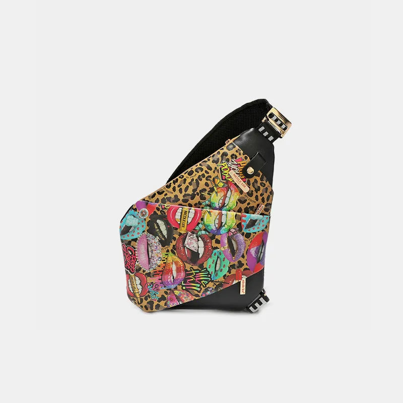 Nicole Lee USA Vegan Leather Leopard & Lip Pattern Crossbody Bag - Premium Wallet from Trendsi - Just $53.99! Shop now at Handbags Specialist Headquarter