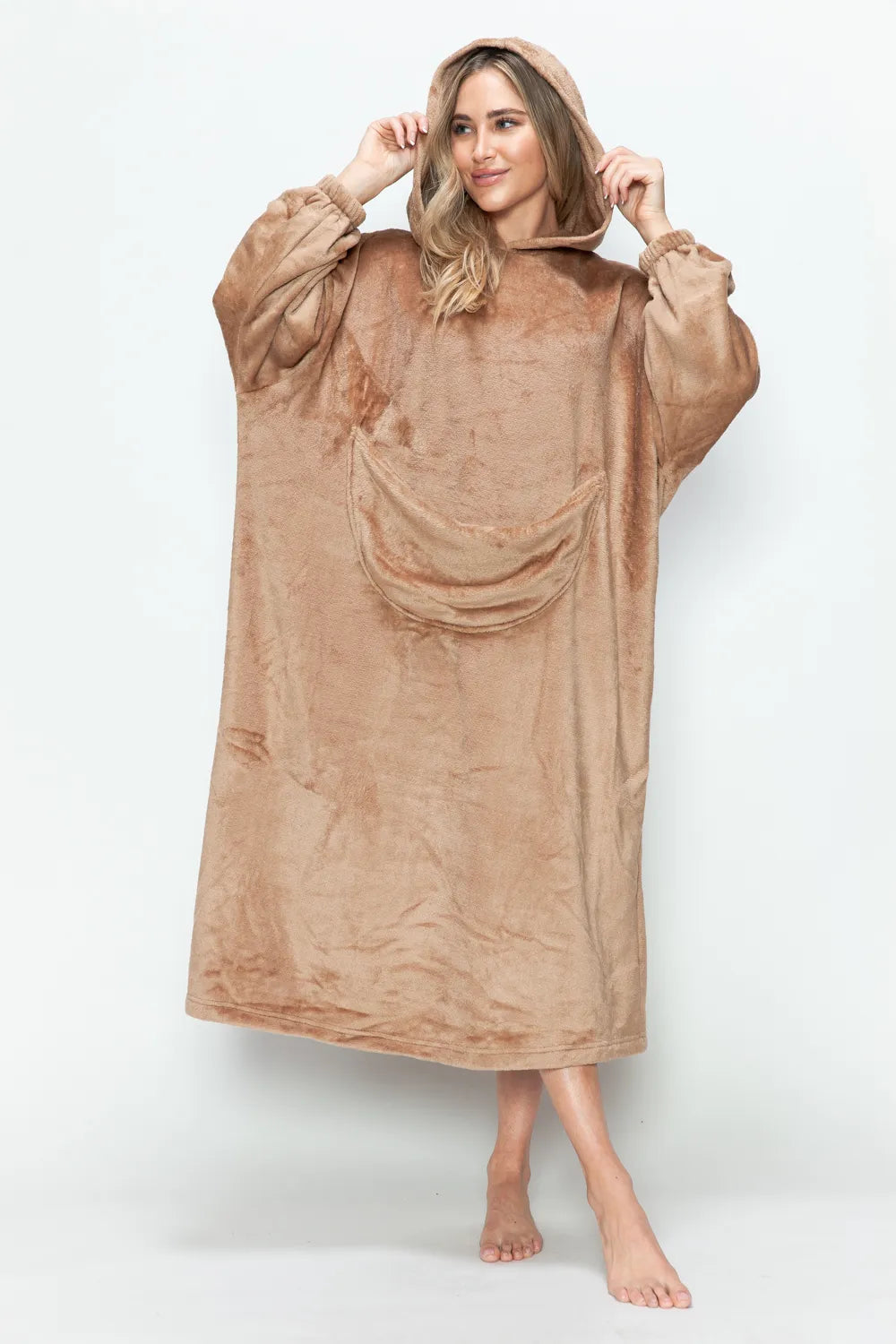 Double Take Full Size Pocketed Hooded Midi Lounge Dress - Premium Sleepwear from Trendsi - Just $44.66! Shop now at Handbags Specialist Headquarter