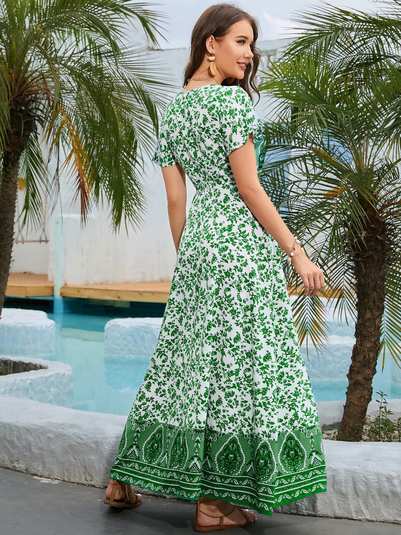 Bohemian Surplice Neck Split Maxi Dress - Premium Maxi Dress from Trendsi - Just $50.99! Shop now at Handbags Specialist Headquarter