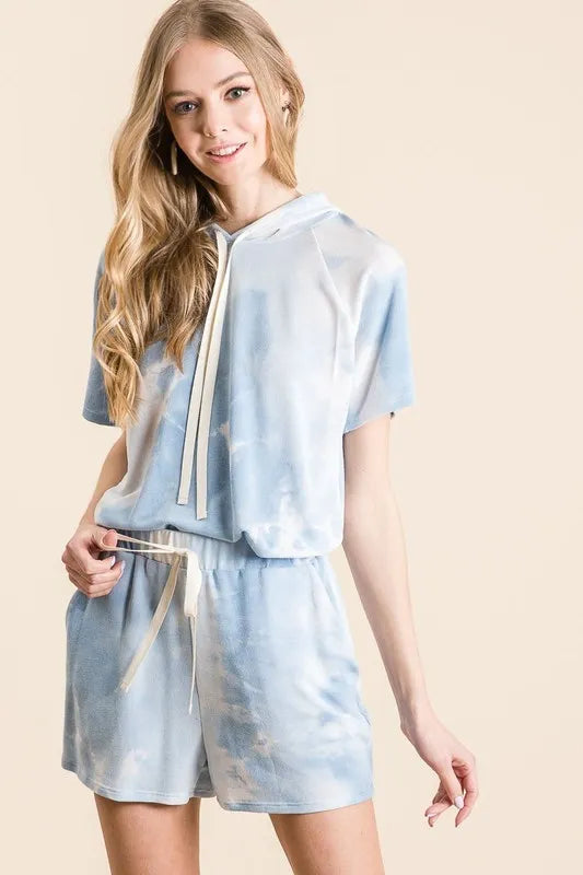 BiBi Tie Dye French Terry Hoodie Top and Bottom Set - Premium from Trendsi - Just $19.99! Shop now at Handbags Specialist Headquarter