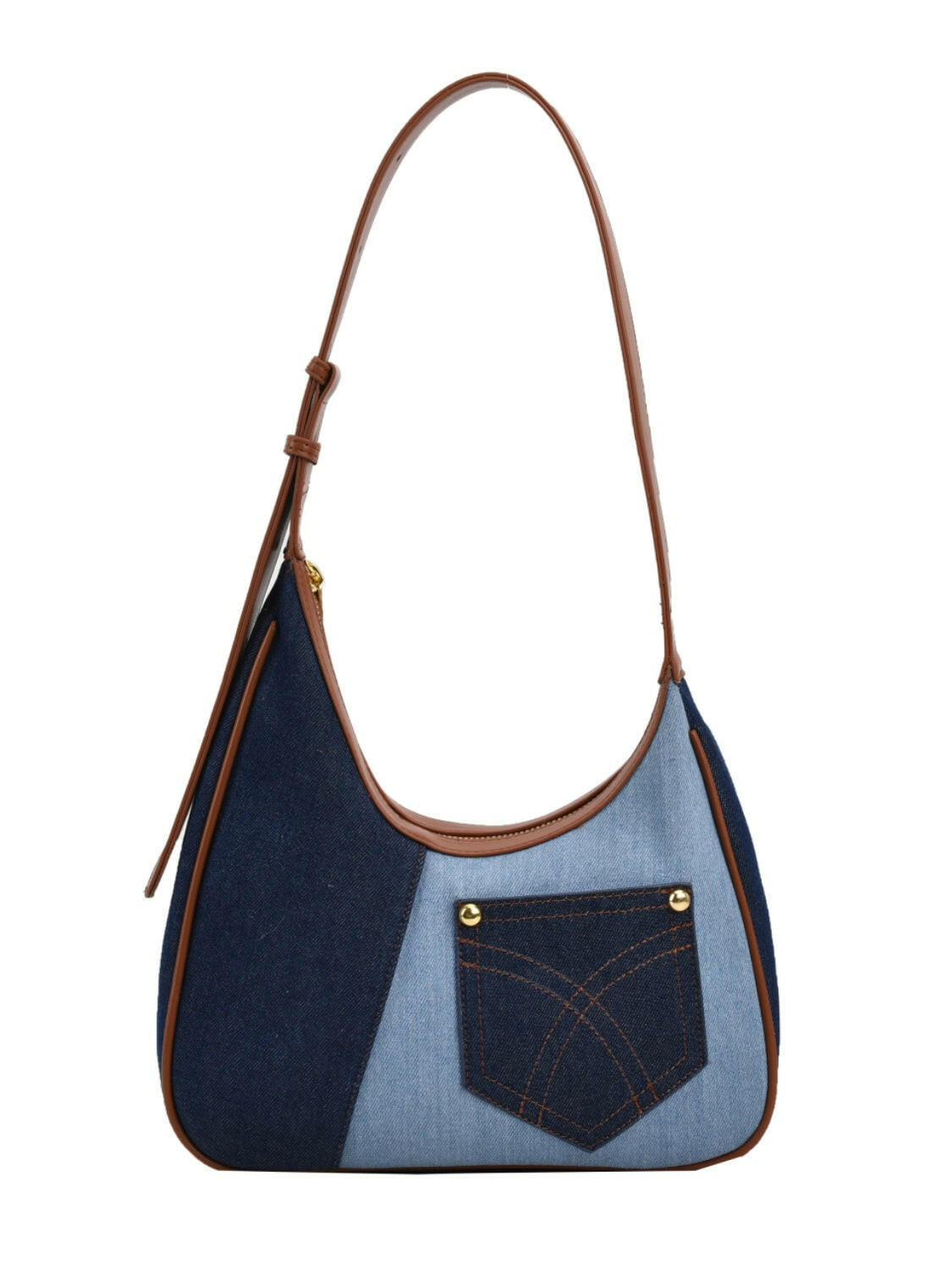 Color Block Adjustable Strap Shoulder Bag.