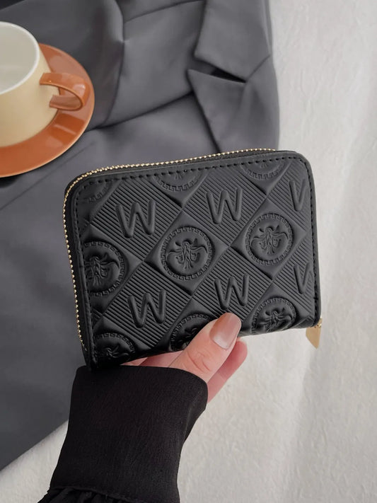 Embossed Zip Mini Wallet - Premium Wallet from Trendsi - Just $22.99! Shop now at Handbags Specialist Headquarter