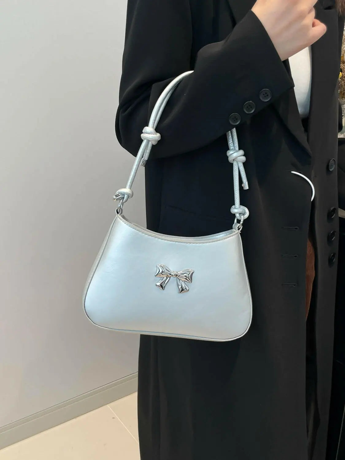 Bow PU Leather Knotted Strap Handbag.