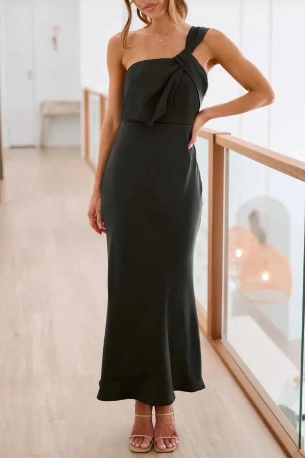 Single Shoulder Sleeveless Maxi Dress - Premium Maxi Dress from Trendsi - Just $29.99! Shop now at Handbags Specialist Headquarter