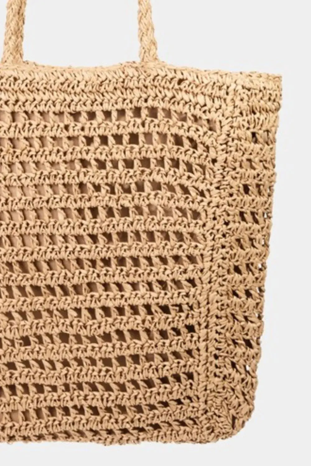 Fame Straw Braided Beach Tote Bag.
