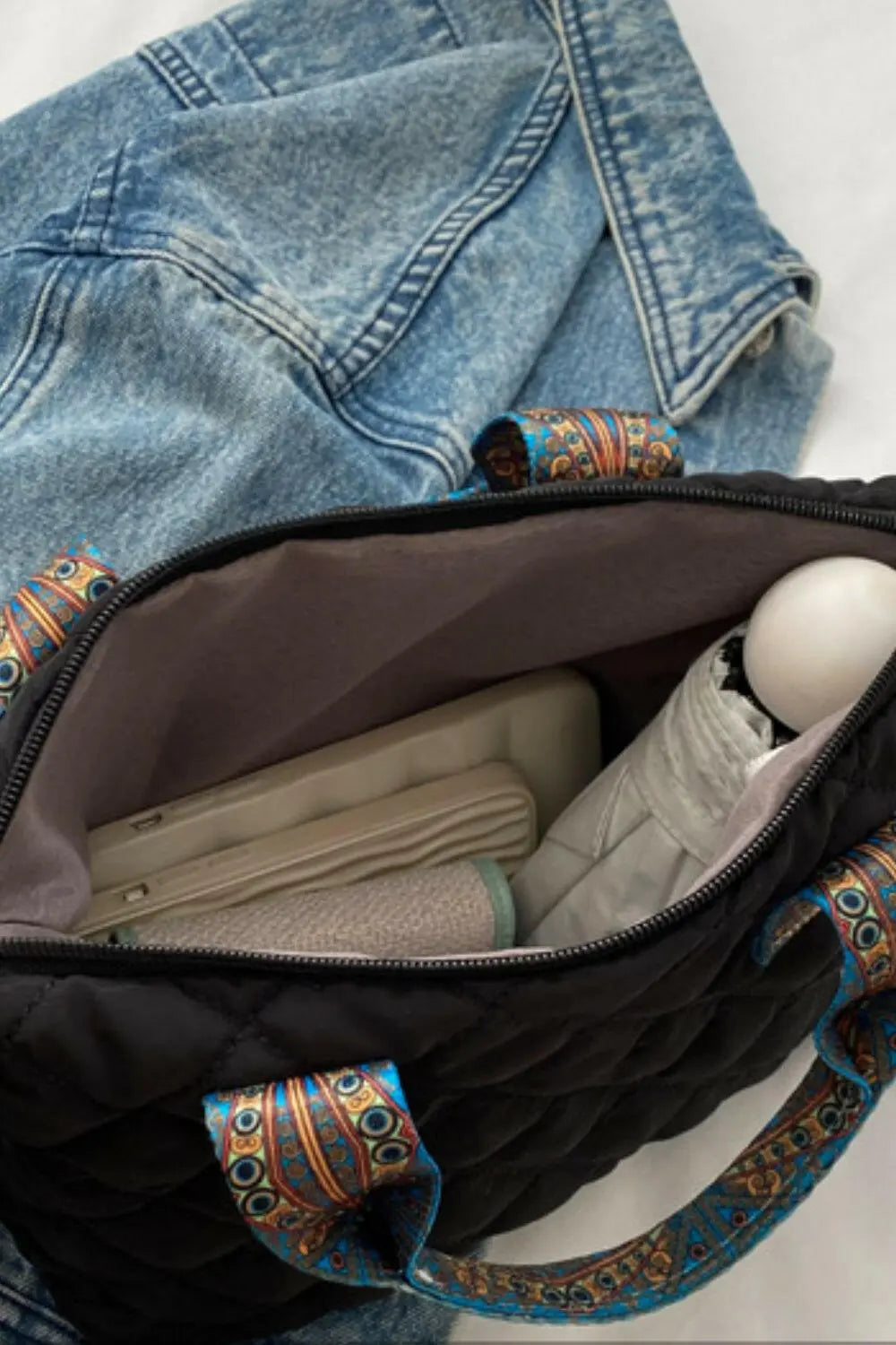 Bubble Textured Printed Strap Handbag.