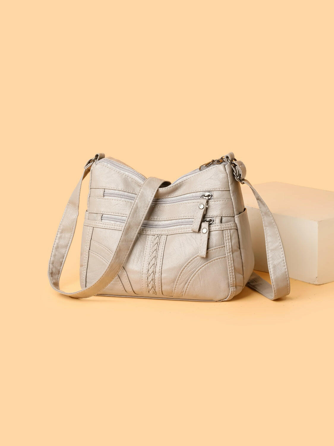 PU Leather Adjustable Strap Shoulder Bag - Premium Shoulder Bags from Trendsi - Just $23.60! Shop now at Handbags Specialist Headquarter
