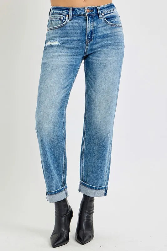 RISEN Full Size High Rise Ankle Boyfriend Distressed Jeans Plus Size - Premium Women / Jeans & Denim from Trendsi - Just $59.44! Shop now at Handbags Specialist Headquarter