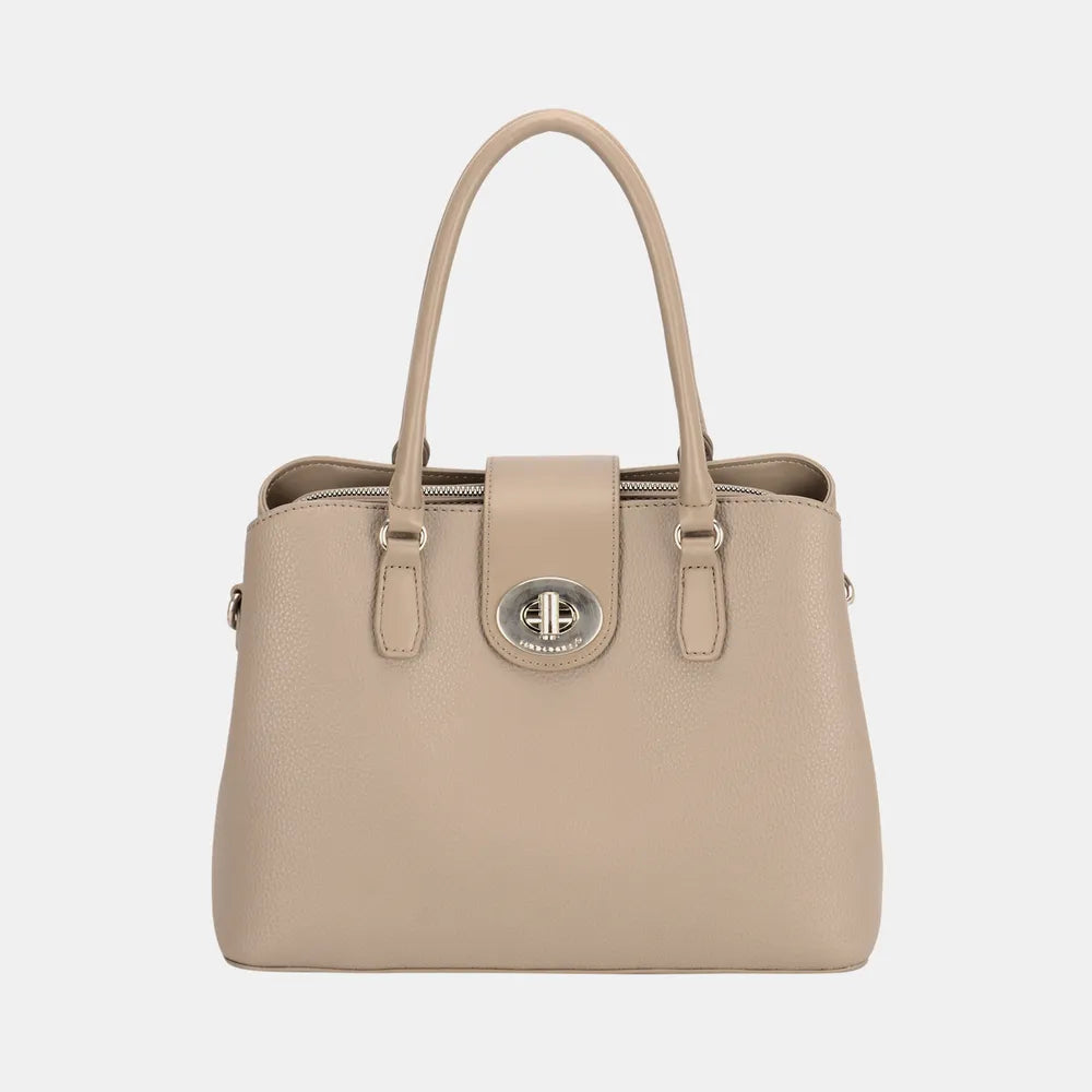 David Jones PU Leather Twist-Lock Tote Bag - Premium Tote Bag from Trendsi - Just $53.99! Shop now at Handbags Specialist Headquarter