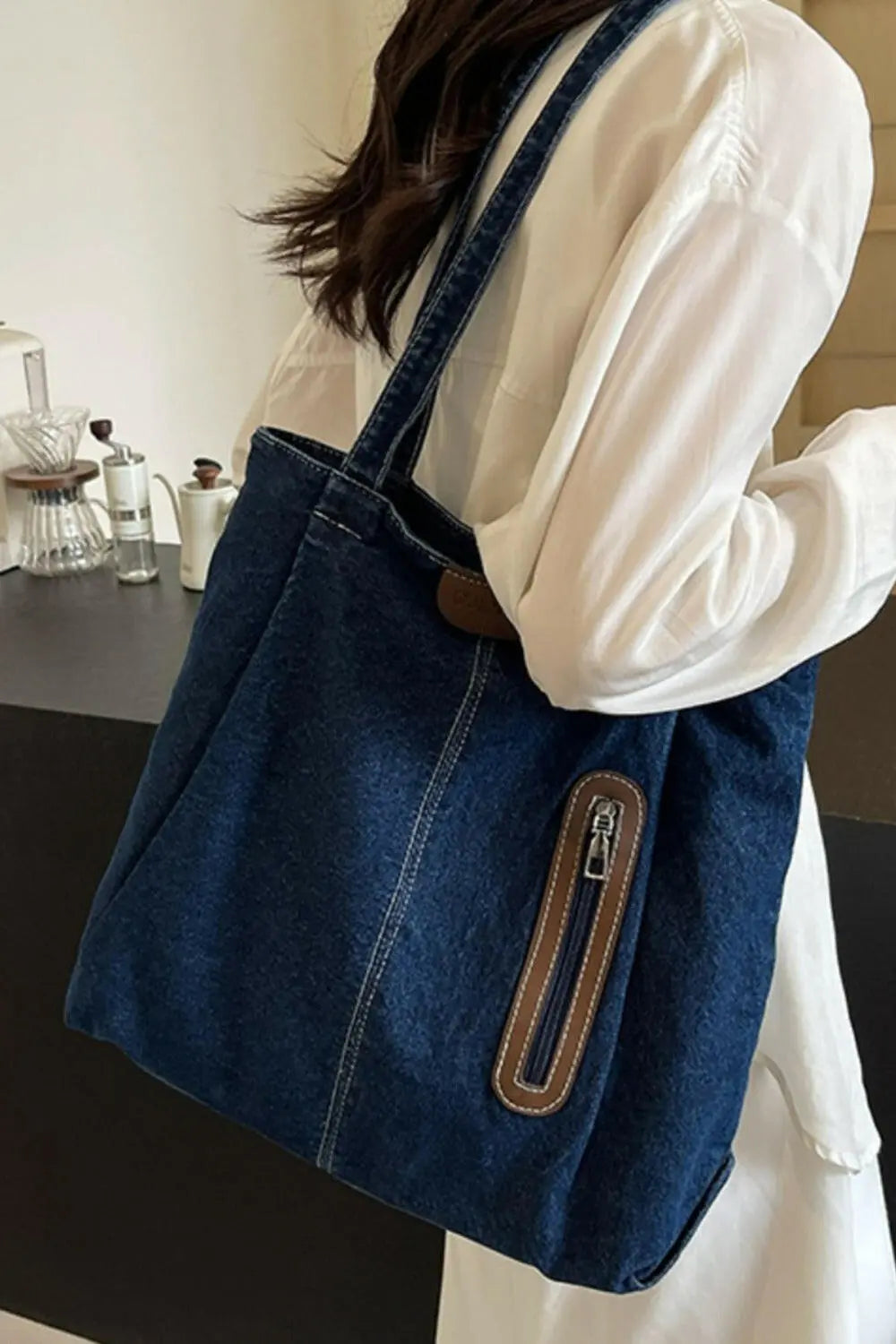 Medium Denim Tote Bag.