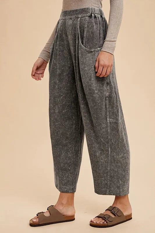 Annie Wear Mineral Washed Elastic Waist Pants - Premium Bottoms from Trendsi - Just $60.04! Shop now at Handbags Specialist Headquarter