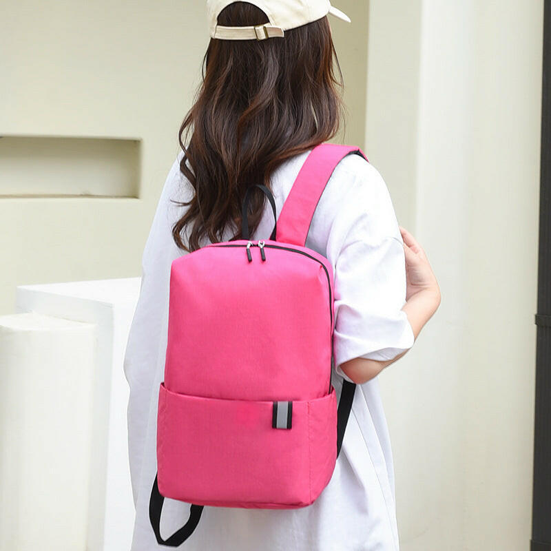 Solid Color Nylon Backpack Bag.